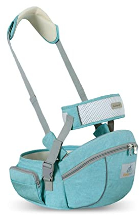 SONARIN Multifuncional Portabebé Asiento de Cadera,Portador de Bebé Ergonómico Taburete de Cintura con Cinturón de Seguridad & Correa de Hombro para Bebé Niño Pequeño 0-24 Meses(Verde)