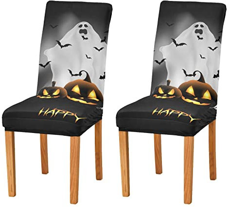 Gruseliges Halloween-Stuhlhussen-Set für Esszimmer, dehnbar, Esszimmerstuhl, Schonbezug, Restaurant, Hotel, abnehmbar, waschbar, Küchenstuhlschutz