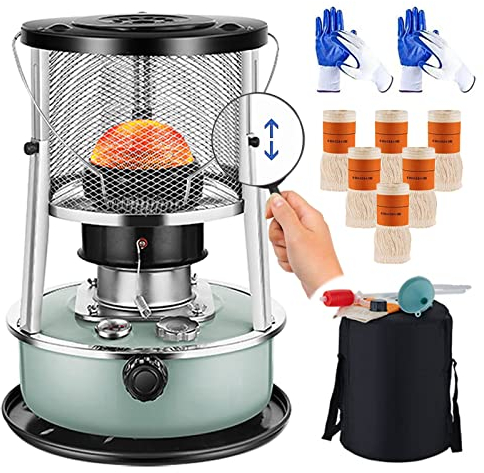 Non Electric Heaters For Indoor Use 4.5L Large Kerosene Stove Heater Portable Heater Camping For Tent Home Barbecue Workshop Heater Greenhouse With Lift Design, Fall Protection And 6 Spare Wicks