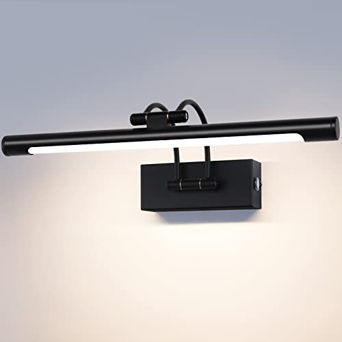 TYhogar LED Picture Lights for Wall Black Bathroom Wall Light 40CM 8W 3CCT Vanity Lighting, 170° Adjustable Black Wall Lamp for Mirror Cabinet | No Scale Dimmable LED Picture Light with Rotating Lamp Head, Arc Wall Light Mirror Lighting Lamp