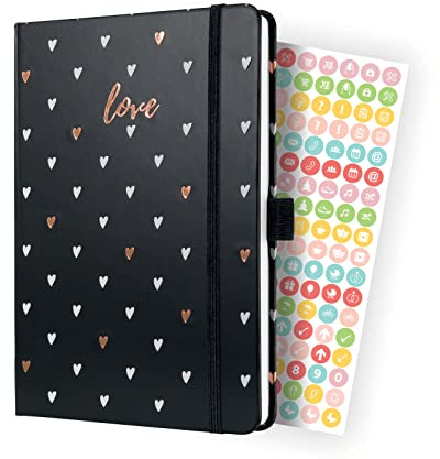 SIGEL J4335 Wochenkalender Jolie 2024, Dark Love, ca. A5, schwarz, Hardcover, Gummiband, Stiftschlaufe, Einstecktasche, 174 Seiten, aus nachhaltigem Papier, Terminplaner