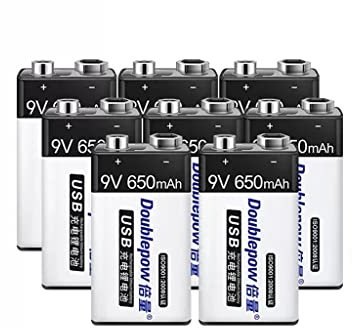 Batería de 9V 6F22 batería de Litio Recargable Cuadrada laminada Universal multímetro Guitarra micrófono inalámbrico Nueve voltios (Size : Ten)