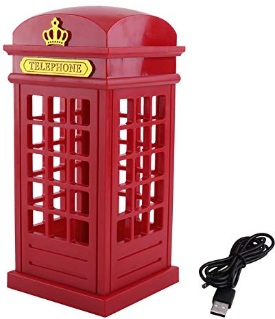 Qcwwy Luz Nocturna Retro, Cabina Telefónica de Londres, Lámpara de Noche LED con Sensor Táctil Regulable para Dormitorio, Dormitorio, Creativo, Clásico, USB, Mesa, Escritorio, Luz LED