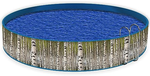 Wallario Pool Verkleidung mit Motiv und Ösen, Umrandung Dekoration, Motiv Birkenwald - Baumstämme in schwarz weiß, Größe Höhe 120 cm x L 12m