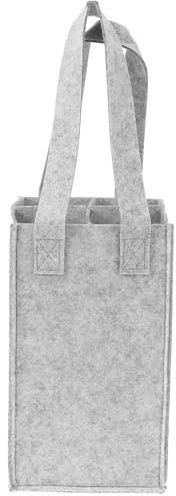 Luxshiny Flaschentasche Filz Weinflasche Tragetasche Flaschenträger Weintasche 4er Weinbeutel Bierträger Filztasche mit Abnehmbaren Teiler Wiederverwendba Getränketasche Hellgrau