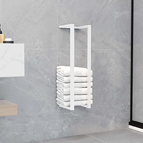Handtuchständer Weiß 12,5x12,5x60 cm Stahl, BULANED Handtuchhalter, Handtuchleiter, Towel Holder, Garderobenleiste, Handtuchtrockner, Badetuchhalter, Handtuch Ständer