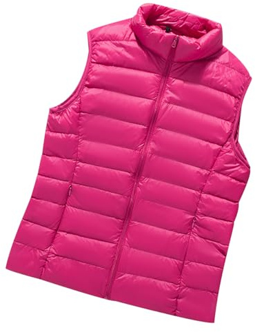 Down Gilet Women Lightweight Ladies Puffer Gilet Women Womens Quilted Padded Gilet Womens Puffer Vest Women Ladies Gilets and Bodywarmers Sleeveless Puffer Jacket for Women Ladies Body Warmer Rose L