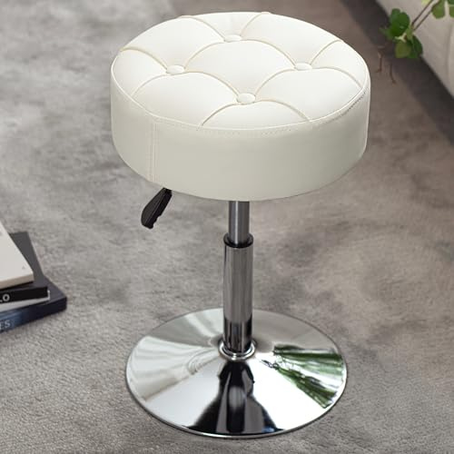 Adjustable Vanity Stool with High-Density Non-Sagging Foam & Metal Base