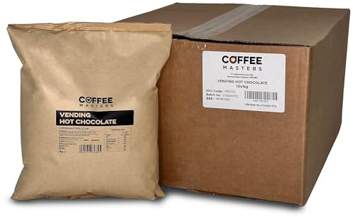 Coffee Masters Vending Machine Chocolate Powder - 10 Packs x 1kg - Premium Instant Hot Choco Perfect for Office Break Rooms, Cafeterias, Schools - Decadent, Rich Hot Cocoa Powdered Drink