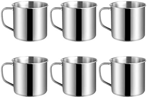 Luxshiny Edelstahl Espressotassen 6er Set - 170ml Kinderbecher Mit Griff Kleine Retro-Trinkbecher Kinder-Pintbecher Für Kleinkinder Und Erwachsene