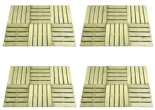Homgoday Veranda-Fliesen, 24 Stück, Holz, grün, 50 x 50 cm, PVC-Boden, dekorativ, Haus, Küche, Bad, Wohnzimmer, Boden in Holzoptik, PVC-Boden