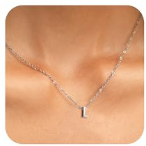 GIFT4U Kette Damen, Silber Buchstaben L Halskette Silberkette Buchstabenkette Damen Initialen Halskette Personalisierte Silber Buchstaben Kette für Frauen Mädchen