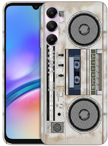 GlamCase for Samsung Galaxy A05s, Samsung Galaxy A05s Case - Vintage Radio Cassette Recorder Design Printed Sleek Cute Plastic Hard Protective Designer Back Phone Case/Cover for Samsung A05s White
