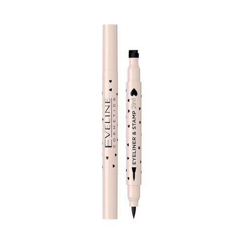 Eveline Cosmetics Eveline Dual-Action Eyeliner mit Stempel - Multifunktionale vegane Formel, langanhaltend & wasserfest für kreatives Make-up