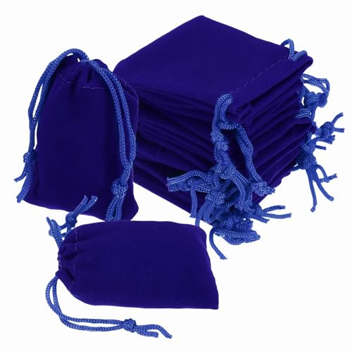 QUARKZMAN 20Stk Samt Beutel 2 x 2.8 Kleine Schmuck Beutel Dunkel Blau | Geschenk Beutel, Mit Kordelzug, Für Schmuck Verpacken Ordnen und Aufbewahren
