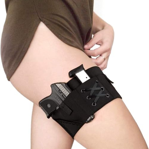 ANSNOW Étui de Cuisse Pour Femme, Étui Deet de Jambe Tactique Réglable Et Sexy Pour Femme, Étui de Transport Dissimulé Adapté Pour Pt-22. 22 Calibre. 380, P238, Rugerlcp Et Armes Similaires/Noir/M.