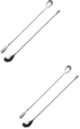 Amosfun 4pcs Cocktail Mixing Spoon Stainless Steel Swizzle Stick Stirrer Bar Mixing Tool of Serving Spoons for Cooking