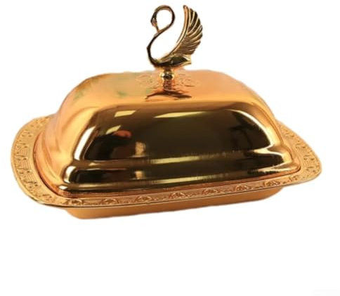 Mantequillera de acero inoxidable de alta gama a prueba de polvo con diseño elegante que complementa cualquier experiencia gastronómica (dorado)