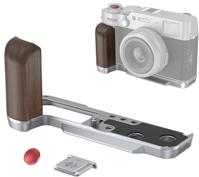 SMALLRIG X100VI / X100V-Handgriff, L-förmiger Holzgriff für Fujifilm X100VI / X100V-Kamera, integrierte Schnellwechselplatte für Arca, mit Auslöser und Blitzschuhabdeckung, Silber – 4804