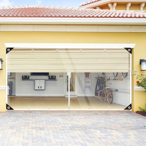 Bâche, PVC, transparente, avec œillets et fermeture éclair, bâche imperméable avec protection contre le vent et la pluie, pour pavillon, abris de voiture, balcons, terrasses (3 x 4 m, 420 g/m²)