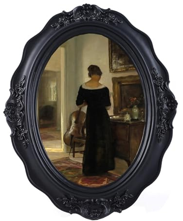 SIKOO Vintage Picture Frames 5x7 Antique Oval Picture Frame Tabletop and Wall Mount Vintage Wall Decor Black