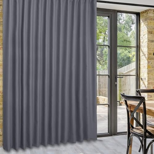 WUXXIANG 2 Stück 100% Blickdicht Verdunklungsvorhang 100 x 170 cm Größe Und Farbe Wählbar, Vorhang Blickdicht mit Ösen, mit Raffhalter für Schlafzimmer Wohnzimmer, Grau