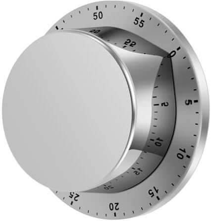 Mechanischer Küchentimer Magnetisch Laut Alarm 7,9 x 7,9 x 3 cm Kurzzeitwecker Küche Edelstahl Wiederverwendbarer Wasserdichter Eieruhr Mechanisch Countdown-Timer für Backen Kochen Gekochte (1Pcs)