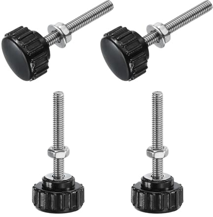 QUARKZMAN 4 Stück Rändelschraube mit Gewinde M4 x 30mm Rundkopfschraube mit Muttern Unterlegscheiben, Flügelschrauben Edelstahl 304 Klemmhebel 18mm Klemmknöpfe für Maschine