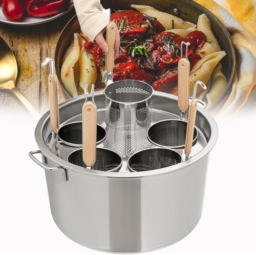 Generico Pentola per zuppa Multifunzionale con colino, utensile per Cucinare la Pasta con cestelli per colino, Set di Inserti per cuocipasta in Acciaio Inox, scolapasta con cestello, scolapasta Multi