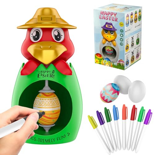 Tihokile Kit di Decorazione Dell'uovo di Pasqua, Fai da Te Uovo Colorante Spinner con 3 Uova di Plastica e 8 Pennarelli Colorati Regalo di Pasqua per i Bambini Ragazzi Ragazze