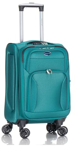 Aerostar Carry-on 20 Lightweight Soft Expandable Suitcase, Hand Luggage 4 Wheels & Combination Lock, 55x35x20cm | Accepted All Airlines easyjet, RyanAir, British Airways (Teal, 32 litres)