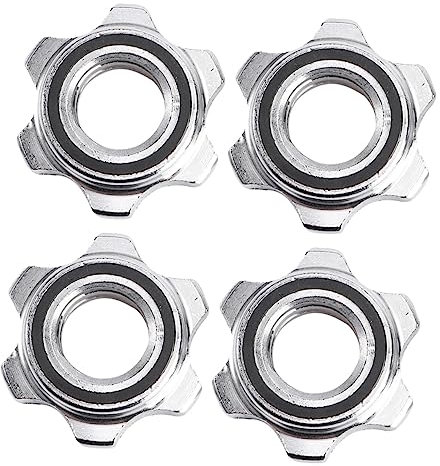 NAMOARLY 4pcs 2.5cm Barbell Collar Anti-slip Nut Dumbbell Security Nuts Double for Weightlifting Bars, Universal Dumbbell Bar Accessories for Fitness