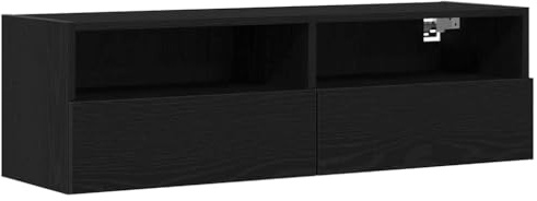 vidaXL TV Vägghylla Svart Ek 100 x 30 x 30 cm Konstruerat trä, Modern rektangulär vägghängd förvaringsskåp, stiligt TV-ställ för vardagsrummet, hållbar möbel