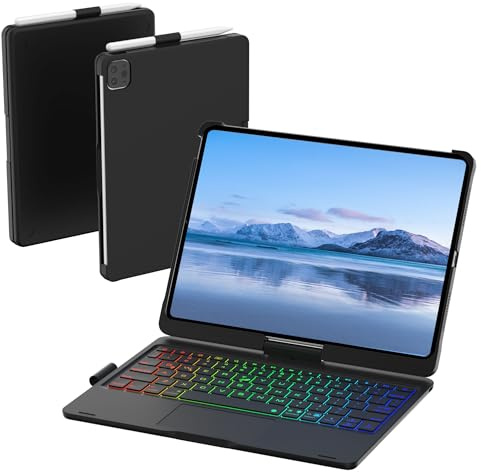 Mollenmell TouchPad tangentbordsfodral för iPad 10:e generationen och iPad 11:e (A16,2025), iPad Air 11 (M3, M2/iPad Pro 11 tums tangentbord, 360°svängbart, 7 användningslägen