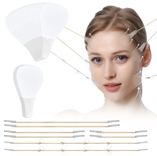 Kit de Cintas Lifting – 80 Parches Invisibles + 4 Elásticos para Contorno en V Instantáneo (Rostro, Cuello & Ojeras)