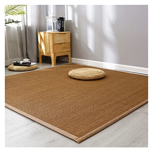 Gewebter Bambus-Teppich, glatte und elegante Bodenmatte für Wohnzimmer, Balkon, Schlafzimmer, 200 x 200 cm, natürlicher Bambus-Teppich