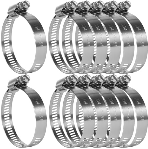 12 piezas de abrazaderas para tubos de acero inoxidable 27-51 mm – Grandes abrazaderas de tubo para piscina, tuberías de agua y proyectos de bricolaje