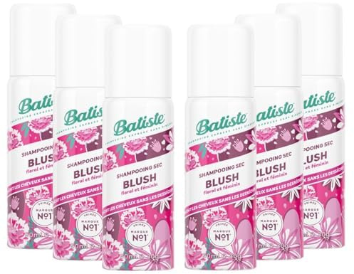 Batiste Trockenes Shampoo, Blush, erfrischt das Haar und bringt Volumen, blumiger und weiblicher Duft, absorbiert überschüssiges Talg, ohne Ausspülen, 50 ml (6 Stück)