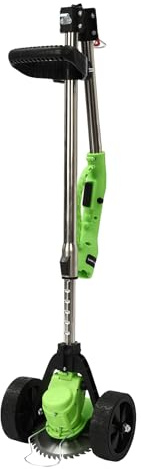 MEELRYD Desbrozadora con batería, cortador de bordes de césped con 3 tipos de cuchillas de corte, 18000 rpm/min, desbrozadora con rueda deslizante, varilla telescópica para jardín, patio, pasarelas