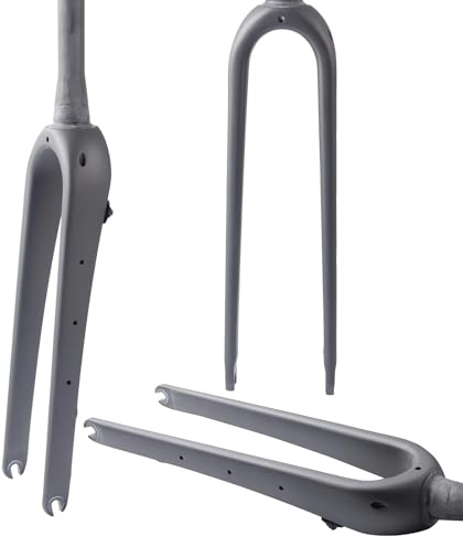 Forcella Rigida in Fibra di Carbonio Gravel, Nera Opaca, conica, Forcella Rigida per Bici da Strada in Fibra di Carbonio 700C, Attacco QR da 9 mm, Perno Passante, Tubo Dritto/Conico da 1-1/8'', forc