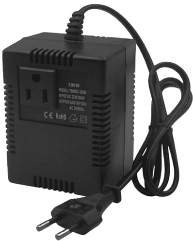 Convertisseur de Tension 220V vers 110V 300W, Transformateur de Puissance Abaisseur Adaptateur de Voyage pour Appareils Électroniques, Ordinateurs, Purificateurs d’Air, Caméras et Plus