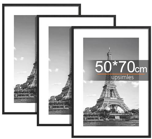 Alyoen Bilderrahmen 50x70 cm Schwarz, Fotorahmen zum Aufhängen mit Poster, Posterrahmen Benutzt für Wohnzimmer, Schlafzimmer, Arbeitszimmer
