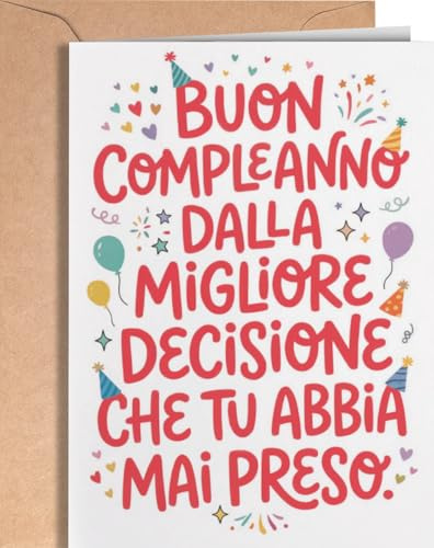 Biglietto di Compleanno Divertente per Marito o Moglie – Biglietto di Buon Compleanno Carino e Simpatico per Fidanzata o Fidanzato - Biglietto d’auguri premium bianco con busta e idea regalo - EU 227