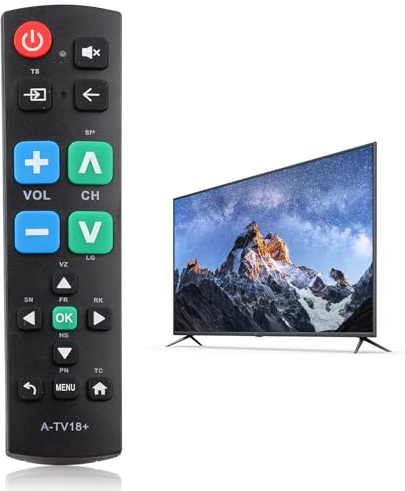 1PC Seniors Elderly Big Button Universal ABS Remote Control with for Seniors and Visually Impaired Jumbo Giant Remote Simple Easy Control for LG Samsung Sony JVC Toshiba Sharp Panasonic Technika TVs
