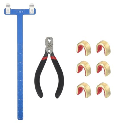 QUARKZMAN Bogenschießen Bögen Quadrat T-Form Lineal Werkzeug Nockpunkte Zangen Set 33x9mm Drehbogen Seil Nock Kits Für Recurve Compound Bogensehnen Bogenschießen Zubehör (Blau)