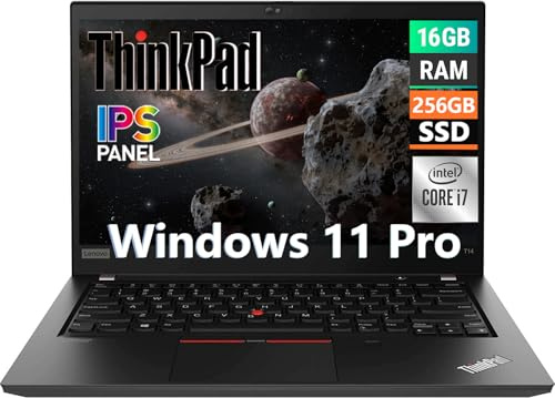 Lenovo Thinkpad T14 Gen 1 Business Laptop, 14-Inch FHD (1920x1080), Intel Core i7-10610U, 16GB RAM, 256GB SSD, US QWERTY Keyboard, Windows 11 Pro (Renewed)