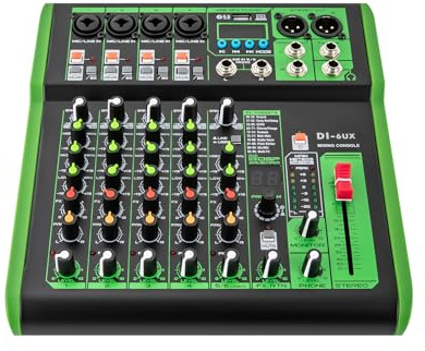 Mesa de mezclas de audio de 8 canales, amplificador con Bluetooth 5.0 y conector de micrófono XLR para estudio KTV, uso doméstico, conexión USB MP3, 28,4 x 26 x 4,5 cm (6)