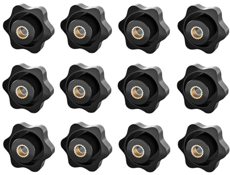 M6 Wing Nuts, Plastic Hand Star Nut for Machinery Tools, 12 Pcs | Durable Plastic, Star Grip Design, Tool-Free Hand Tightening, Suitable for Machinery, Furniture and Fitness Equipment