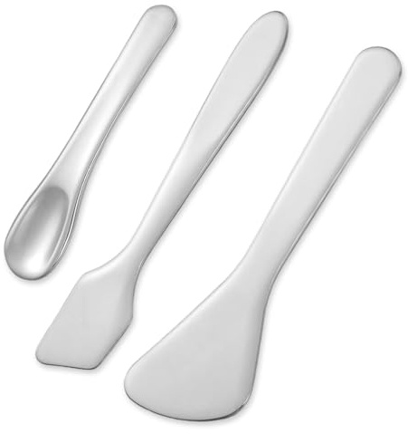 3Pcs Mini Metal Cosmetic Spatula Small Makeup Cream Spatulas for Face Cream Stainless Steel Skin Care Spatula for Beauty Accessories Makeup Skincare Tools