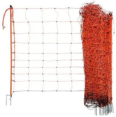AKO Schafnetz OviNet, elektrifizierbar, mobiles Weidenetz, Weidezaun, Elektrozaun, Doppelspitze oder Einzelspitze, orange, 50m, 3 Jahre Garantie auf UV-Stabilität (Doppelspitze - Höhe: 108cm)